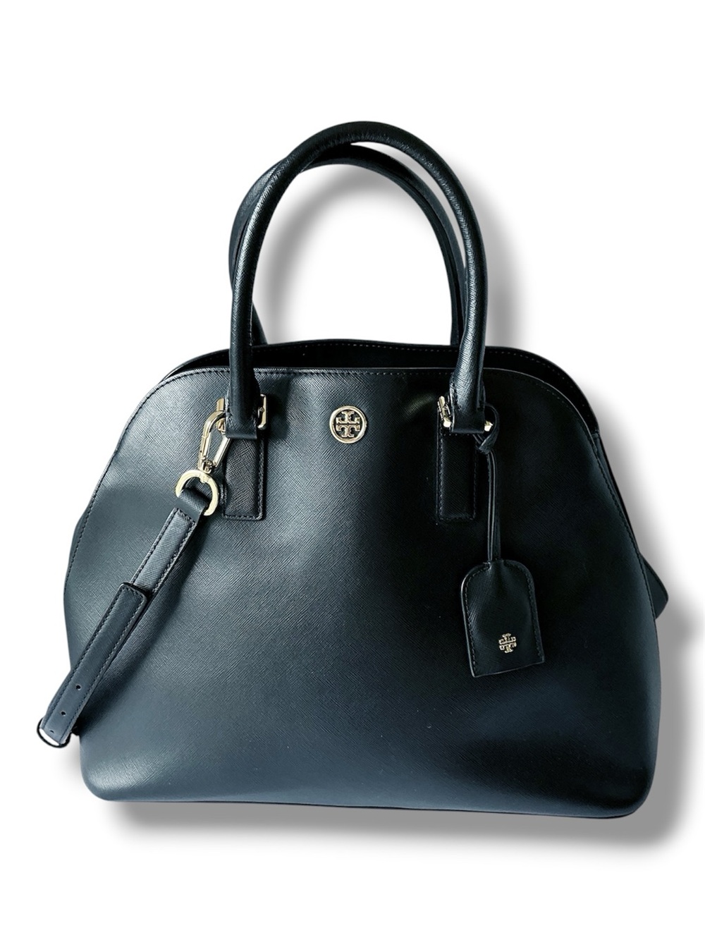 Tory Burch Robinson Open Top Saffiano Leather Satchel Black